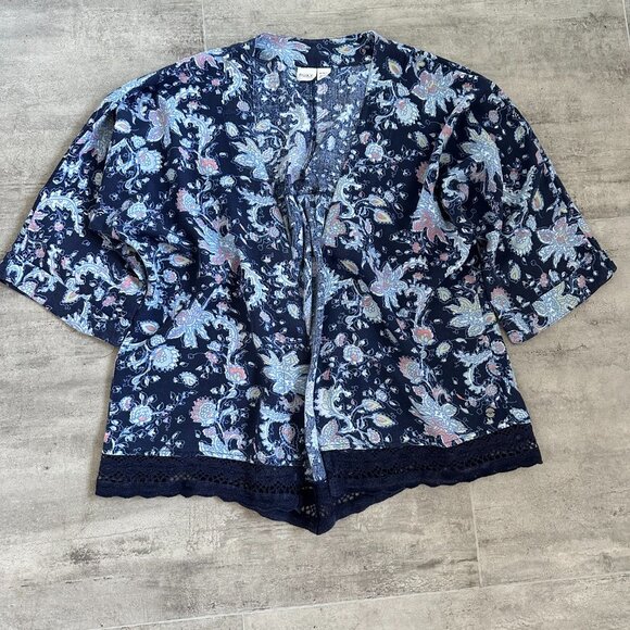 Roxy Womens Floral Open-Front Kimono Sweater Size XS - Picture 4 of 11